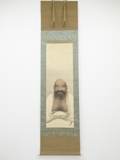 JAPANESE HANGING SCROLL / HAND PAINTED / OLD MAN / BY KAKO TSUJI